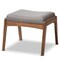 Baxton Studio Roxy Walnut Finishing and Grey Upholstered Ottoman 133-7142 - alternate 1